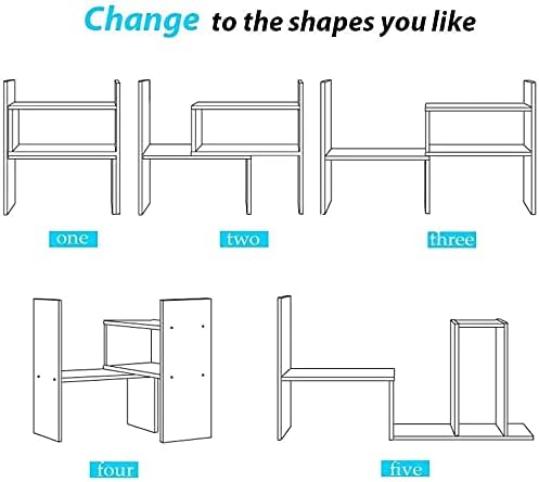 Adjustable Desktop Bookshelf Organizer Wooden Desk Shelf Rack