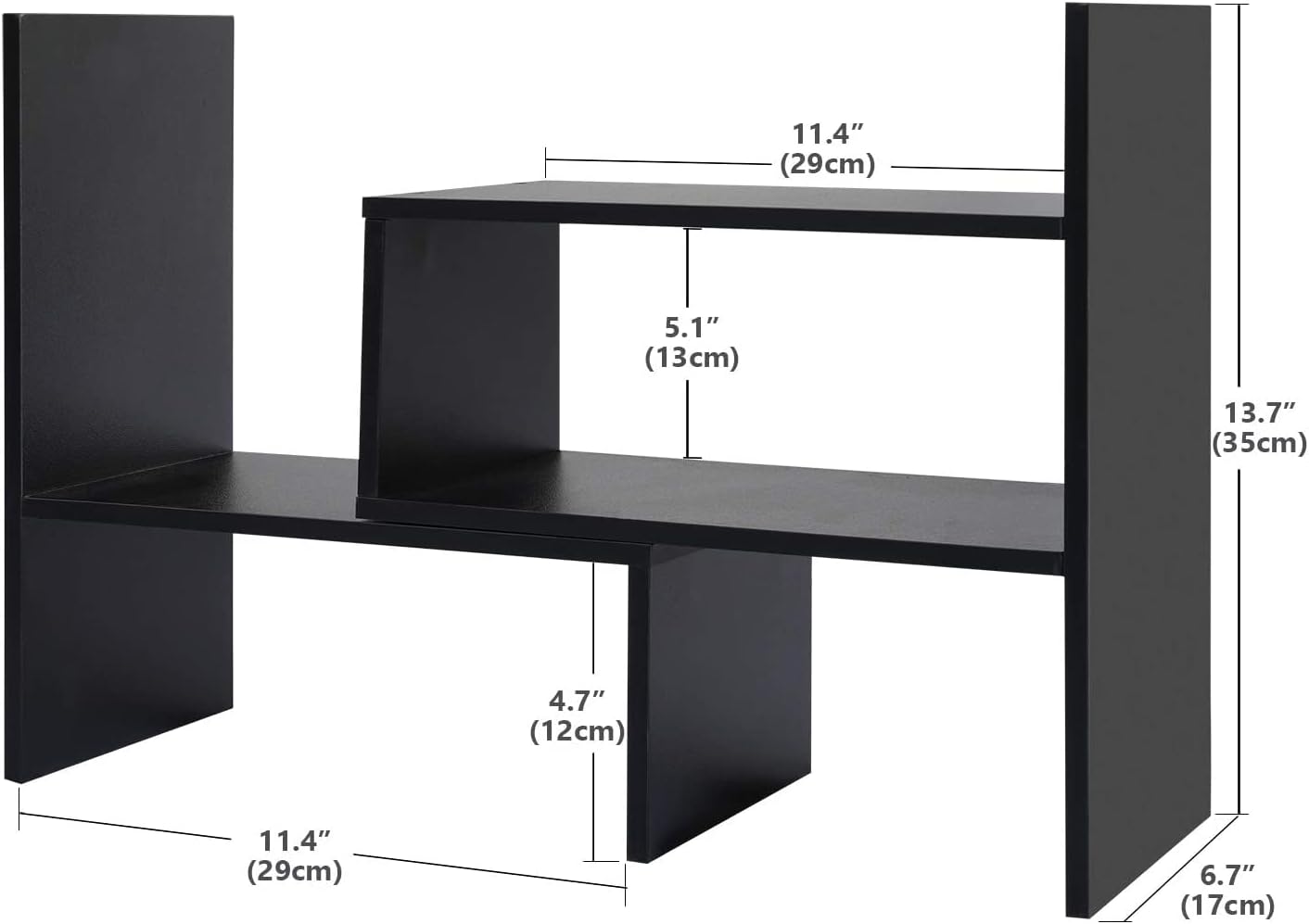 Adjustable Desktop Bookshelf Organizer Wooden Desk Shelf Rack