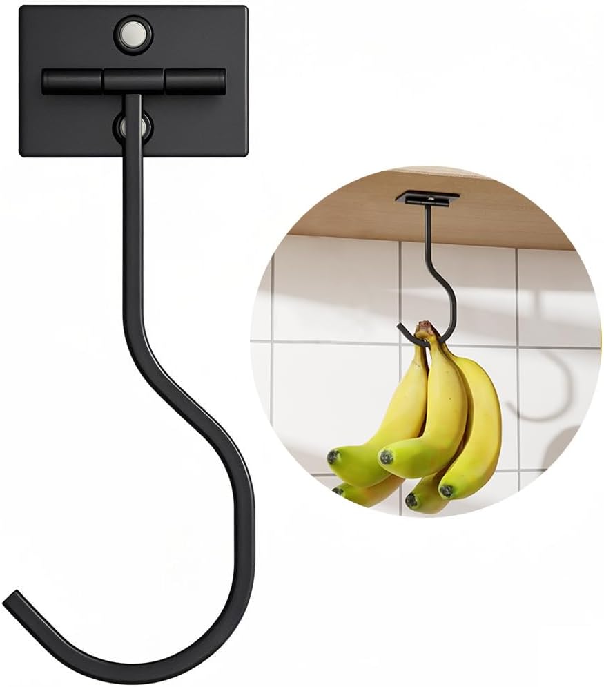 Under Cabinet Foldable Banana Hook Adhesive Space Saving Hanger