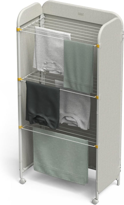 3 Tier Adjustable Laundry Drying Rack with Fabric Cover and Wheels