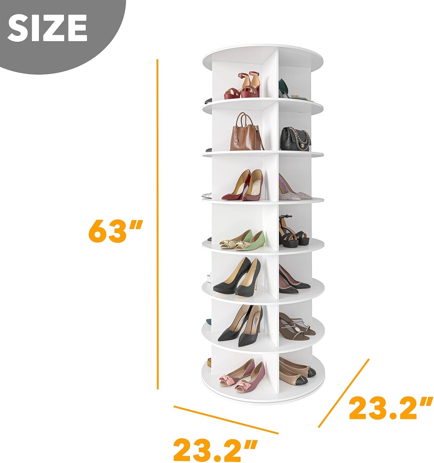 7 Tier Rotating Shoe Rack Tower 360° Spinning Vertical Organizer