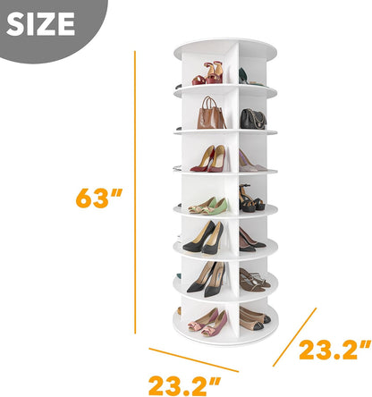 7 Tier Rotating Shoe Rack Tower 360° Spinning Vertical Organizer