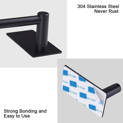 Self Adhesive Stainless Steel Towel Bar 16 Inch No Drill Wall Mounted Rack