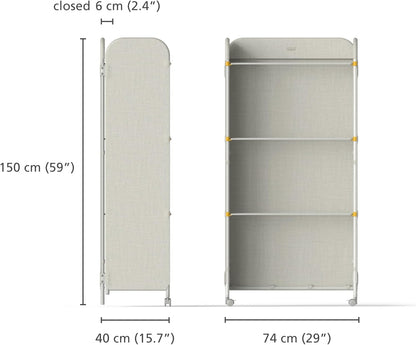 3 Tier Adjustable Laundry Drying Rack with Fabric Cover and Wheels