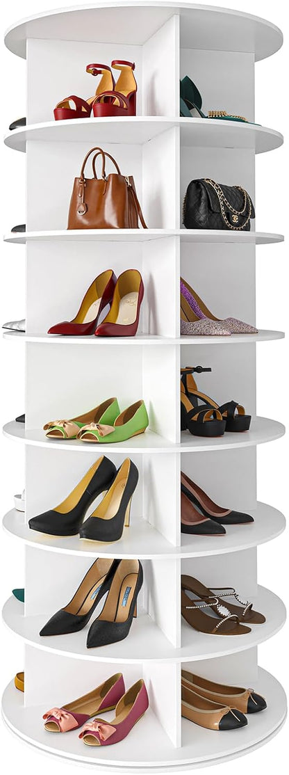 7 Tier Rotating Shoe Rack Tower 360° Spinning Vertical Organizer