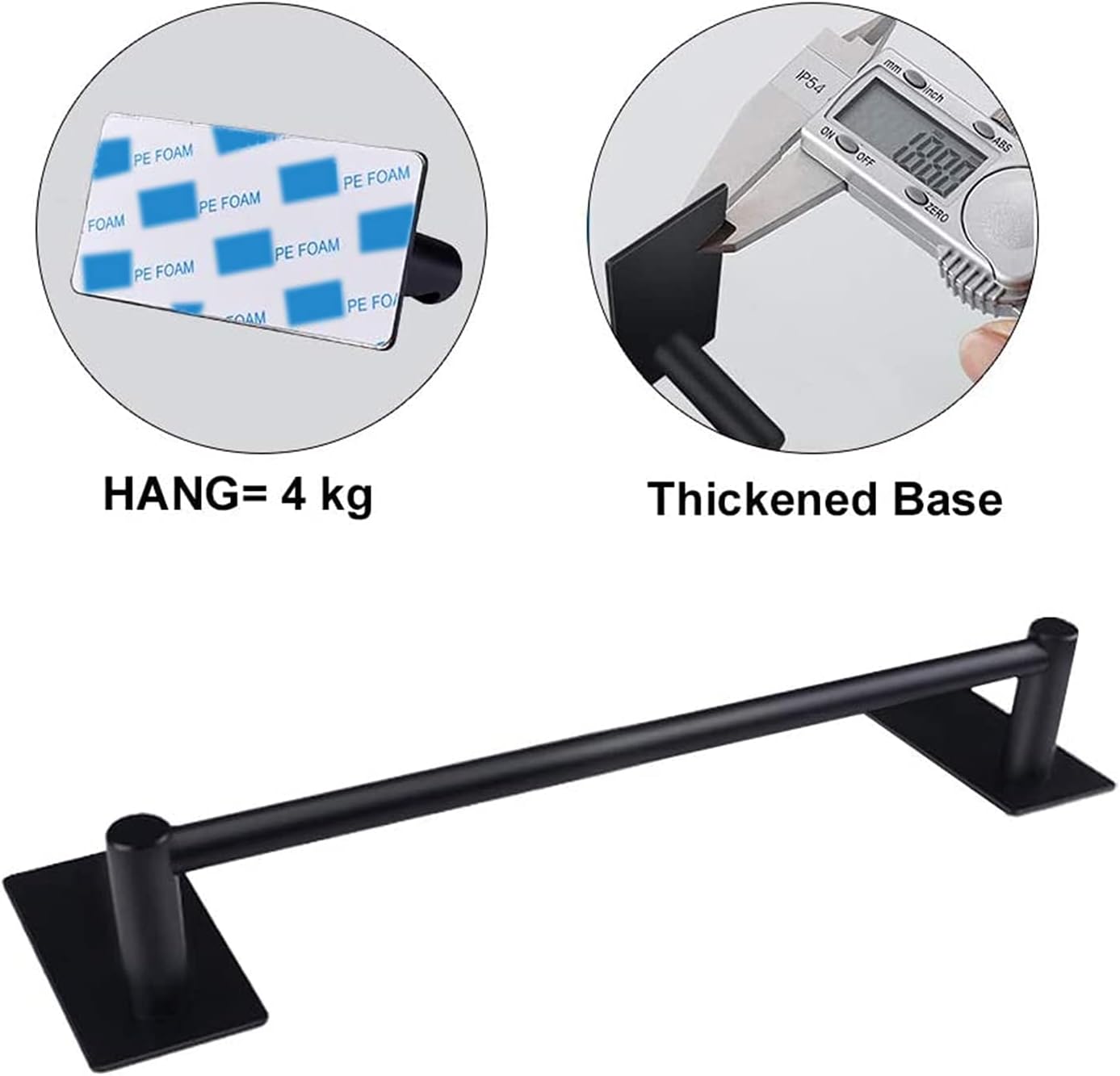 Self Adhesive Stainless Steel Towel Bar 16 Inch No Drill Wall Mounted Rack