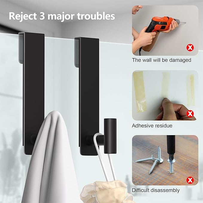 Shower Door Hooks 2 Pack 7.5 Inch Extended Stainless Steel Towel Hooks