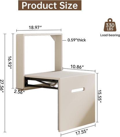 Wall Mounted Folding Shoe Bench Invisible Seat Space Saving Chair