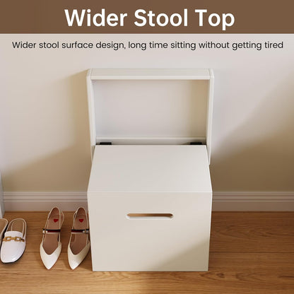 Wall Mounted Folding Shoe Bench Invisible Seat Space Saving Chair