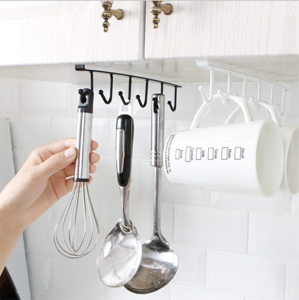 Under Cabinet Mug Holder Hooks 3 Pack 6 Hook Coffee Cup Organizer
