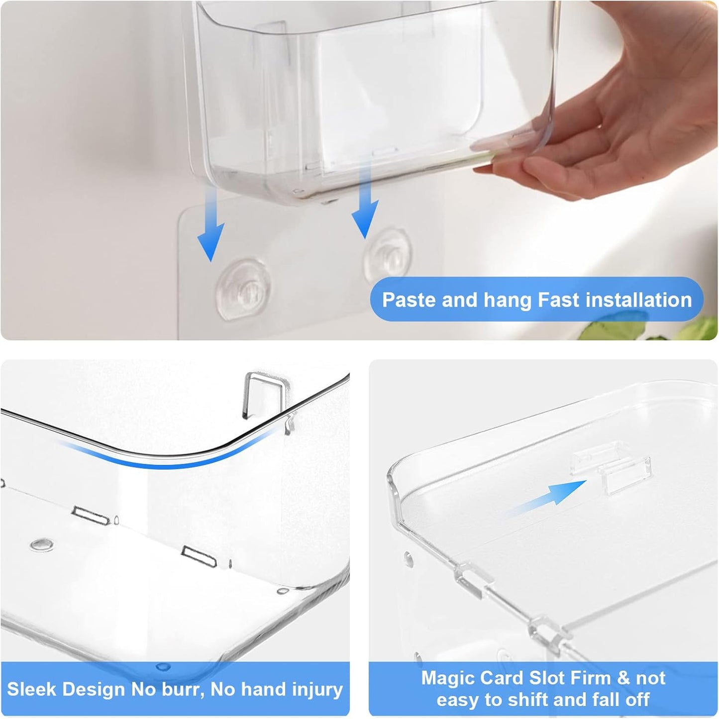 Self Adhesive Wall Organizer Storage Box No Drill Bathroom Container