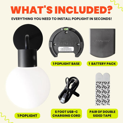 Poplight Wireless Wall Sconce Rechargeable Smart App Controlled Light