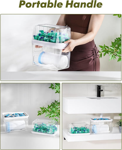 3 in 1 Trash Bag Dispenser and Pod Organizer with Stackable Design