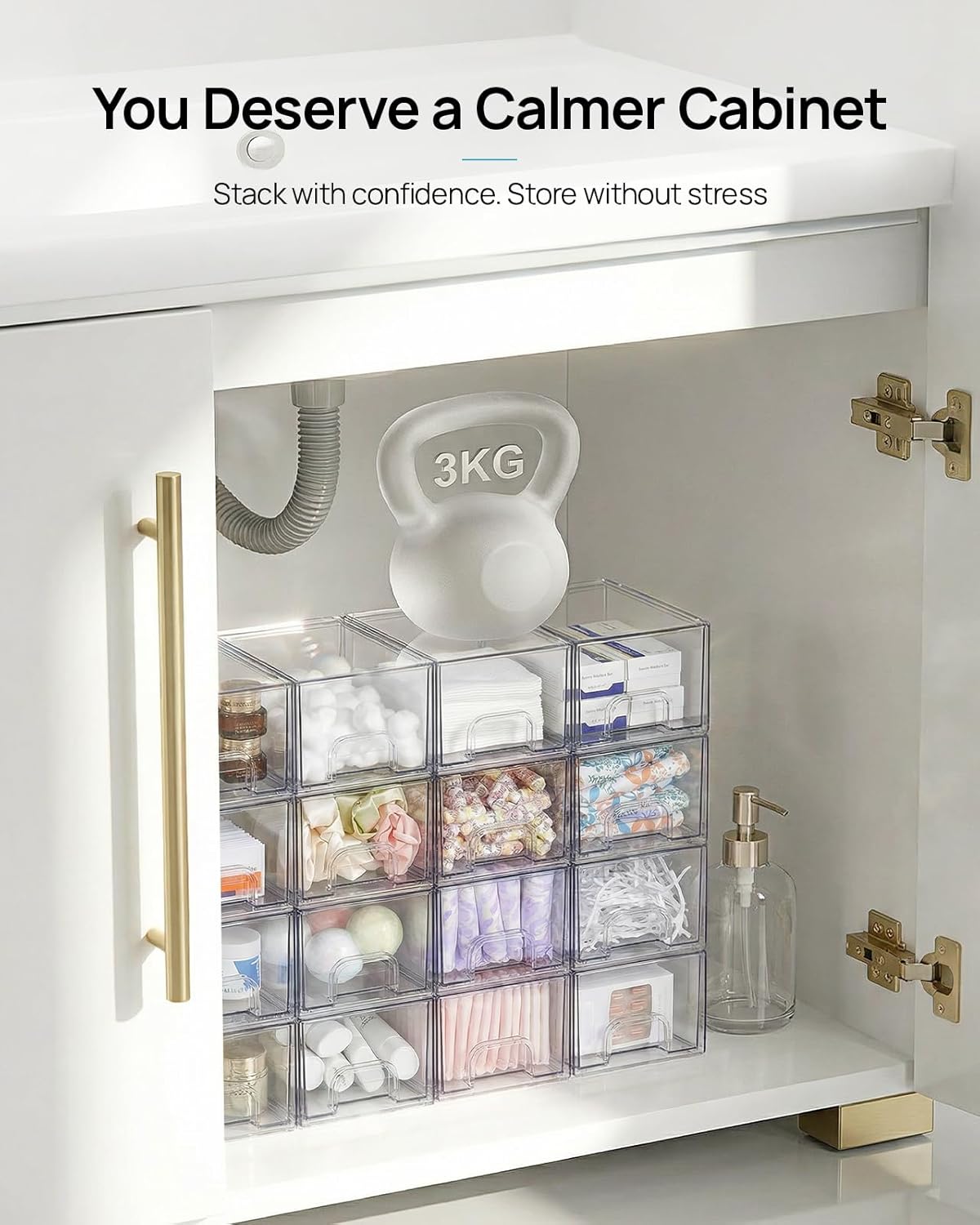 Stackable Clear Storage Boxes with Lids 4 Pack Slim Organizer Cases