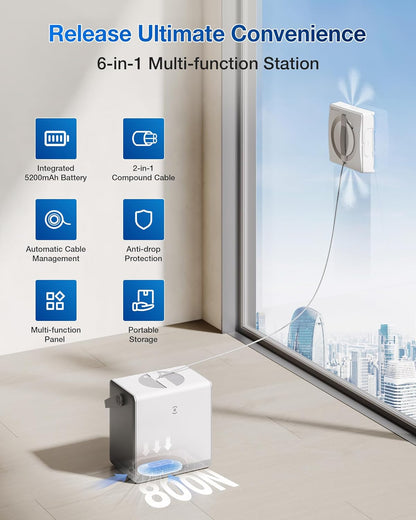 Omni Window Cleaning Robot with Multifunction Station
