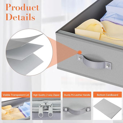 Under Bed Storage Containers 3 Pack Foldable Fabric Organizer Bins with Lids Sket StorageCloset Organizer for Shoes Clothes Blanket Storage
