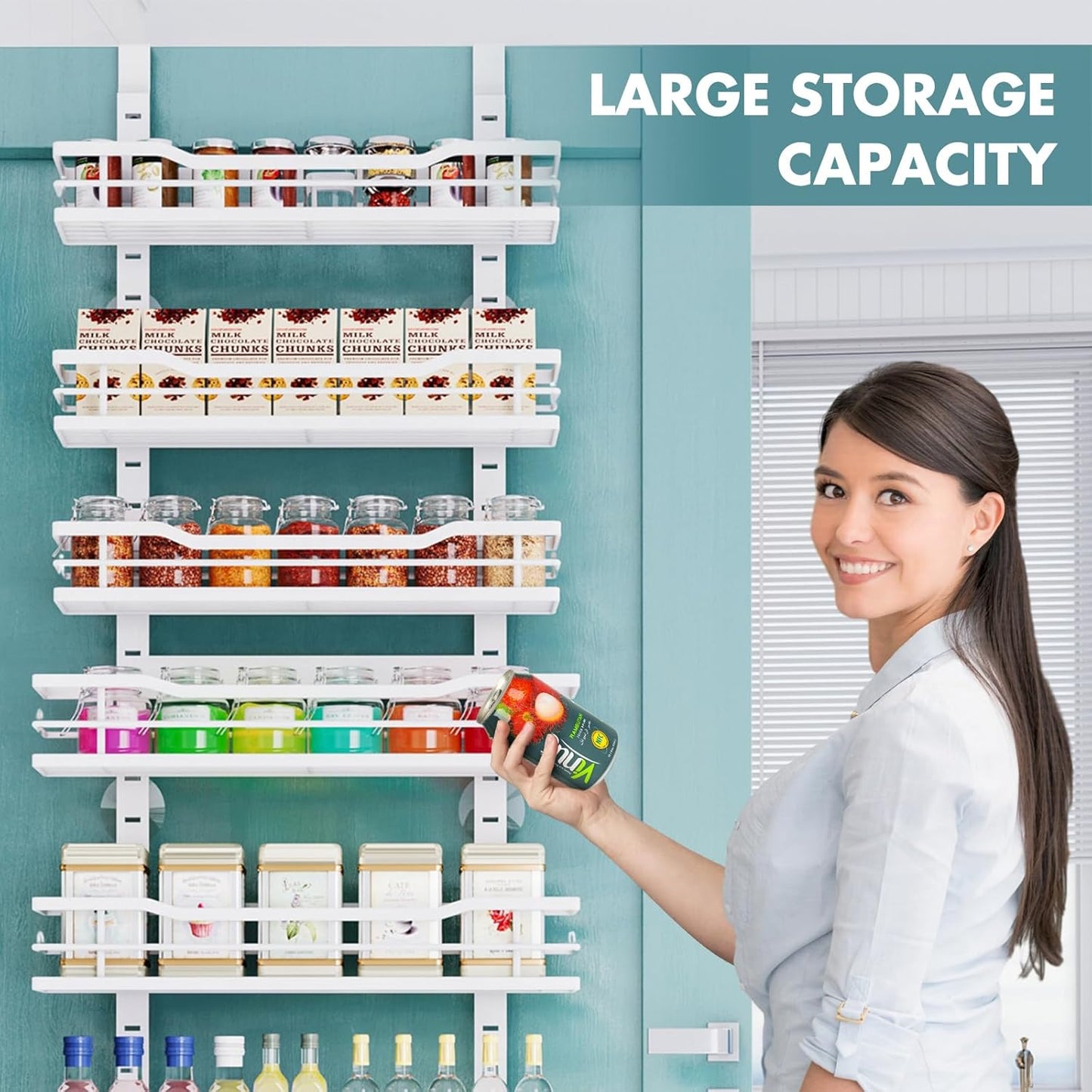 9 Tier Over The Door Pantry Organizer with Adjustable Baskets