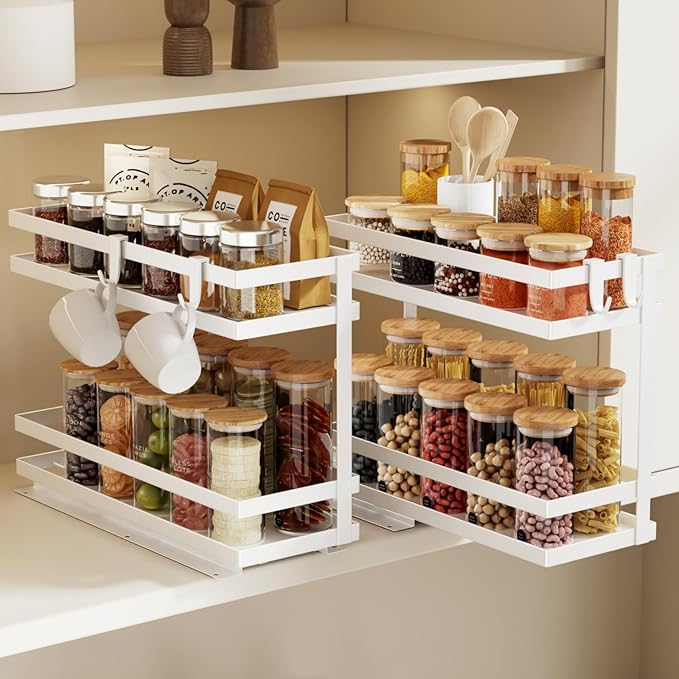 2 Tier Pull Out Spice Rack Organizer for Cabinet