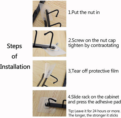Under Cabinet Mug Holder Hooks 3 Pack 6 Hook Coffee Cup Organizer