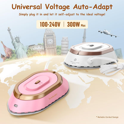 Mini Travel Iron Dual Voltage Compact Dry Iron with Ceramic Soleplate