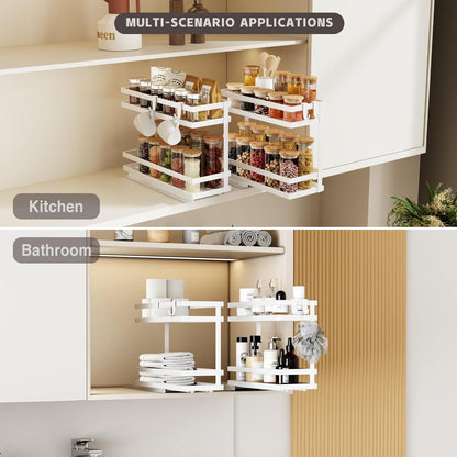 2 Tier Pull Out Spice Rack Organizer for Cabinet