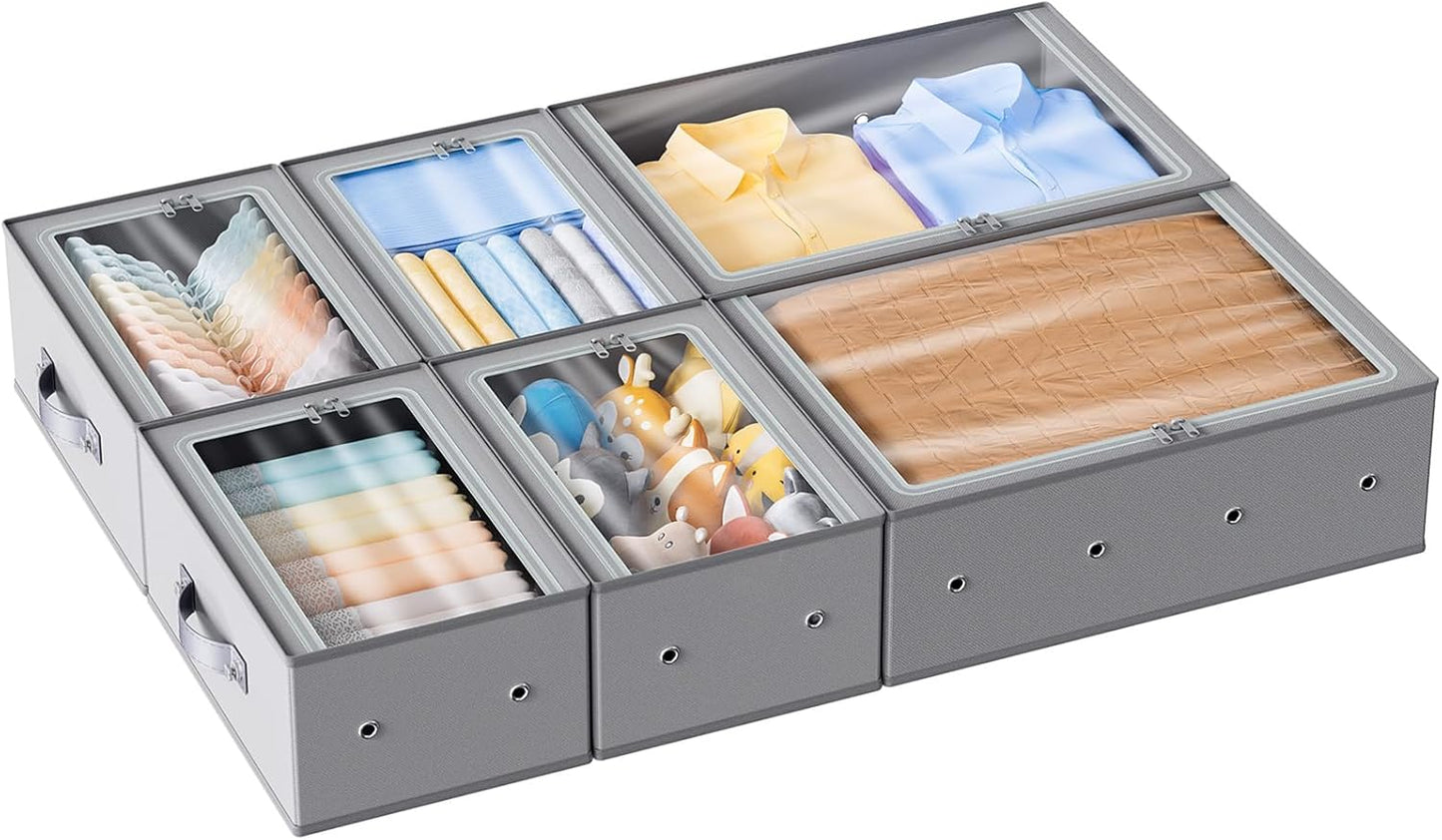 Under Bed Storage Containers 3 Pack Foldable Fabric Organizer Bins with Lids Sket StorageCloset Organizer for Shoes Clothes Blanket Storage