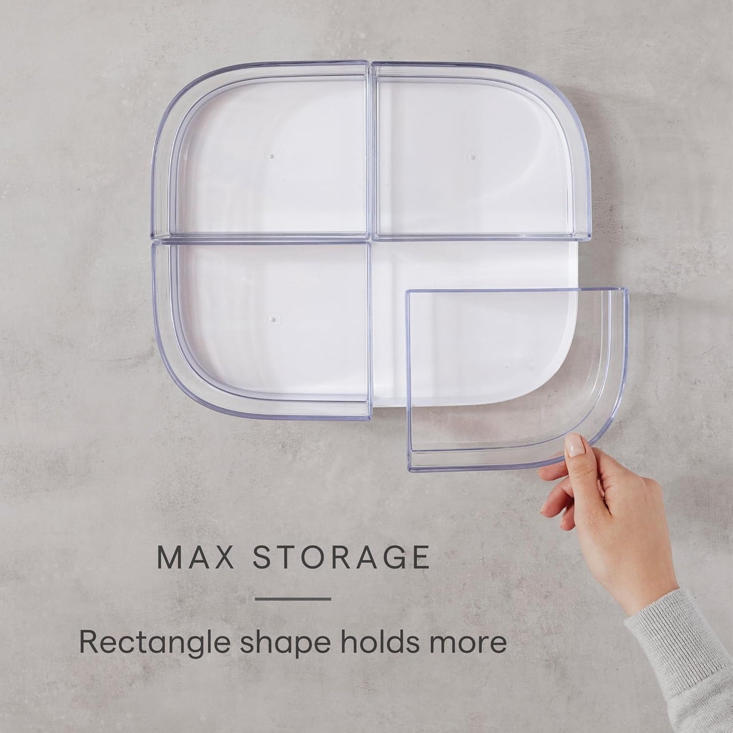 Rectangle Lazy Susan Turntable Organizer with Removable Bins