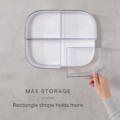 Rectangle Lazy Susan Turntable Organizer with Removable Bins