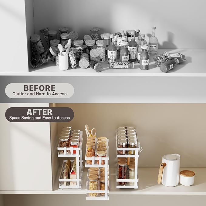 2 Tier Pull Out Spice Rack Organizer for Cabinet