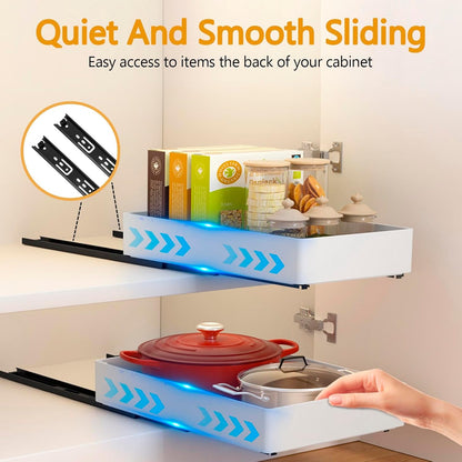 3 Pack Pull Out Cabinet Organizer Adhesive Sliding Drawers Set