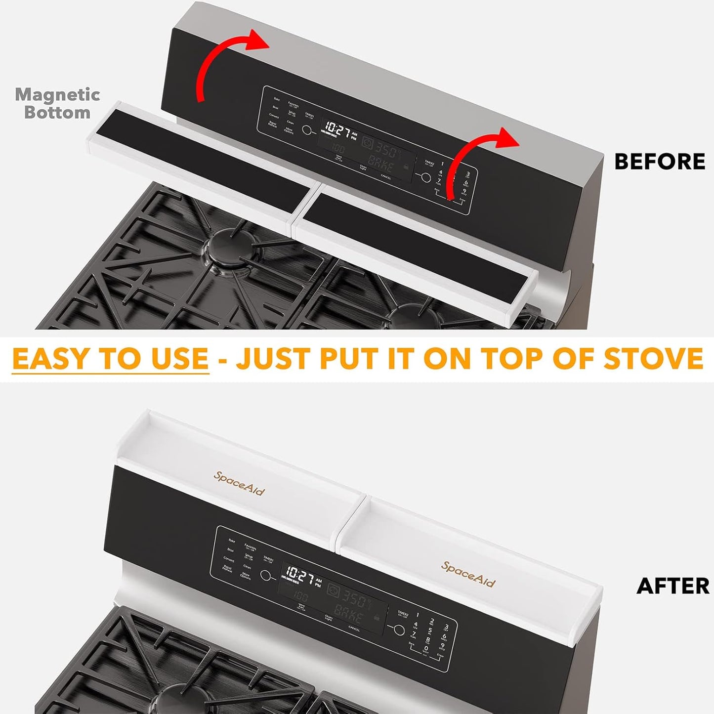 Magnetic Stove Top Shelf Organizer Bamboo 30 Inch Kitchen Spice Rack