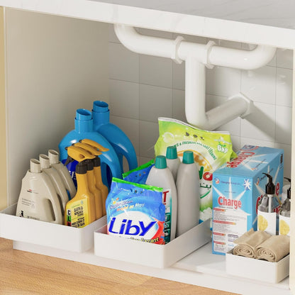 3 Pack Pull Out Cabinet Organizer Adhesive Sliding Drawers Set