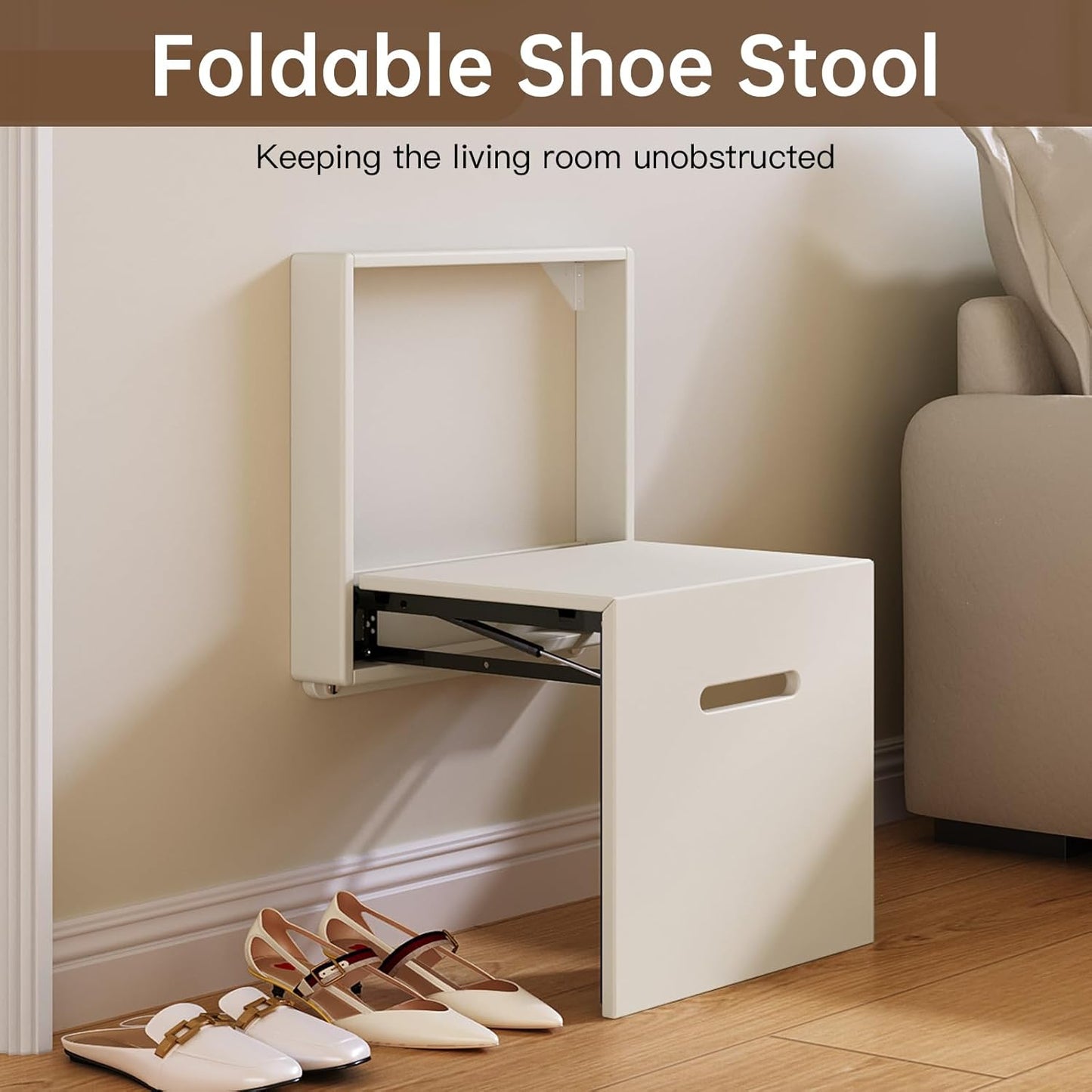 Wall Mounted Folding Shoe Bench Invisible Seat Space Saving Chair