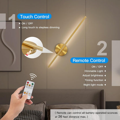 Rechargeable Battery Operated Wall Sconces Set of 2 with Remote Control