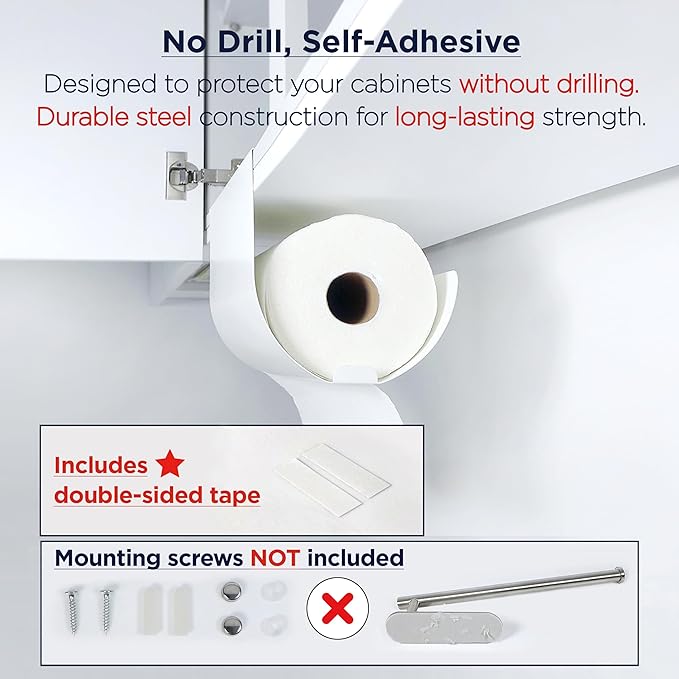 Under Cabinet Paper Towel Holder No Drill Self Adhesive Rack