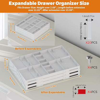 3 Tier Expandable Drawer Organizer with Adjustable Dividers