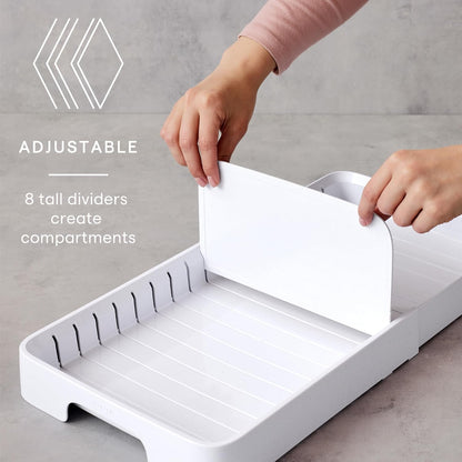 Expandable Food Container Lid Organizer with Adjustable Dividers