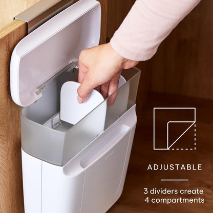Over Cabinet Door Toiletry Organizer with Adjustable Compartments and Lid