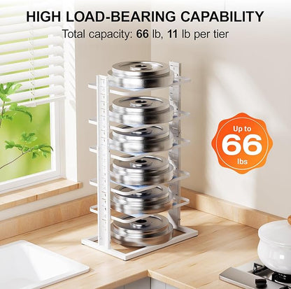 6 Tier Adjustable Pots and Pans Organizer for Cabinet