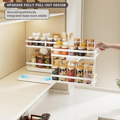 2 Tier Pull Out Spice Rack Organizer for Cabinet