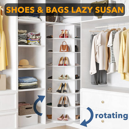 7 Tier Rotating Shoe Rack Tower 360° Spinning Vertical Organizer