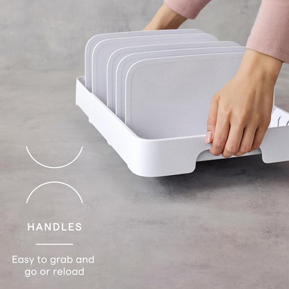 Expandable Food Container Lid Organizer with Adjustable Dividers
