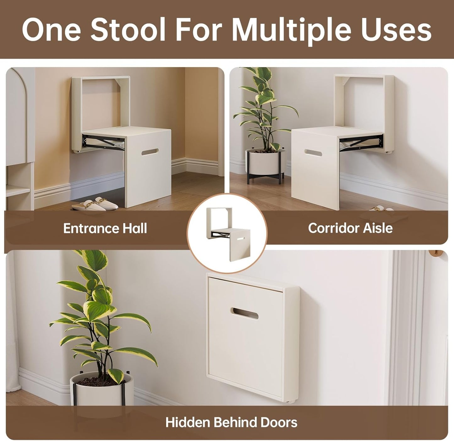 Wall Mounted Folding Shoe Bench Invisible Seat Space Saving Chair