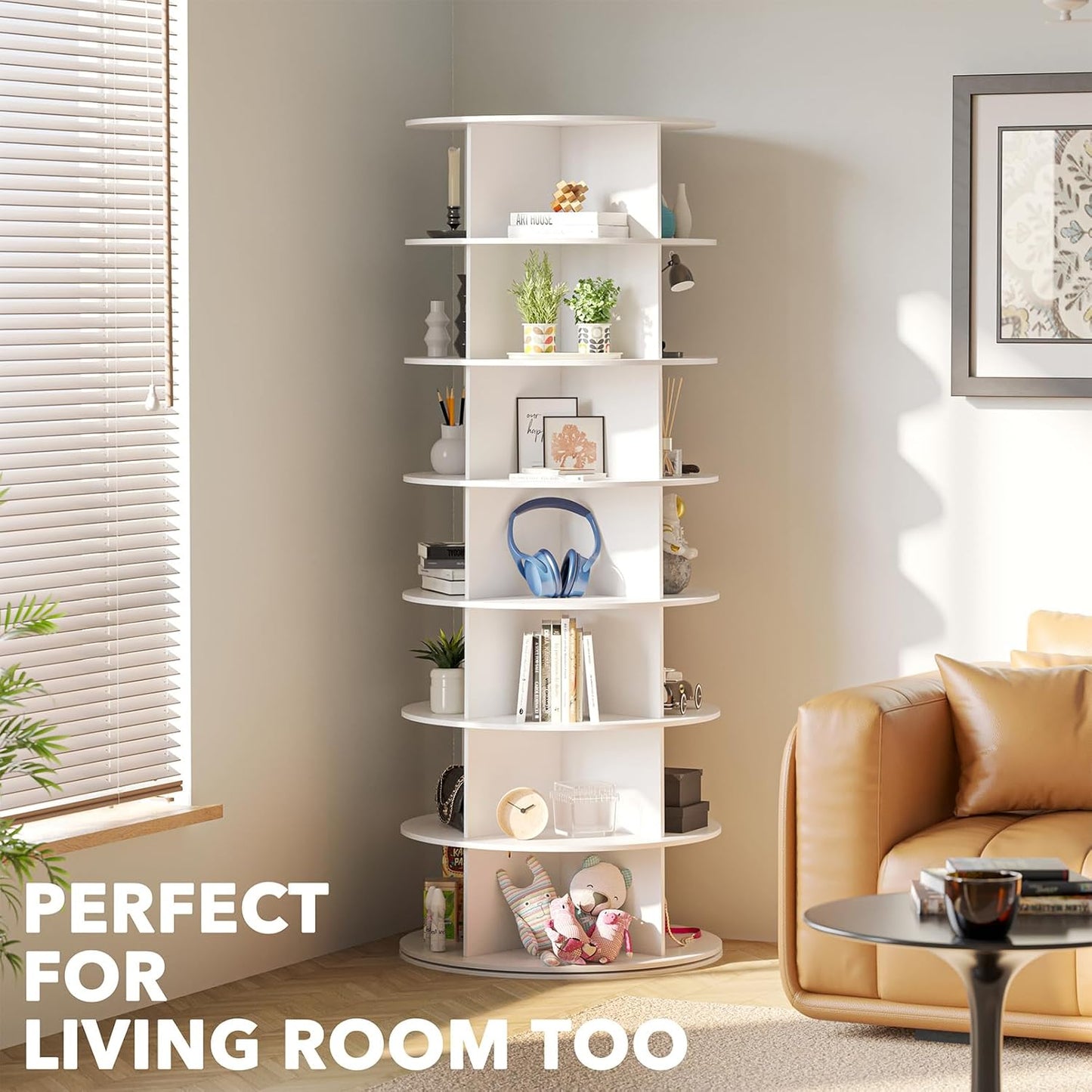 7 Tier Rotating Shoe Rack Tower 360° Spinning Vertical Organizer