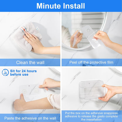 Self Adhesive Wall Organizer Storage Box No Drill Bathroom Container