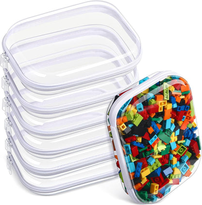 6 Pack Clear Hard Zipper Storage Cases Transparent Organizer Pouches