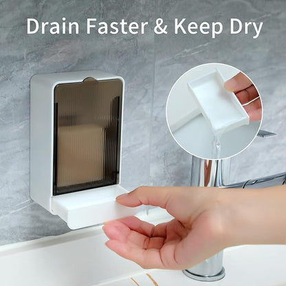 Wall Mounted Soap Holder with Lid Self Draining 2 Pack