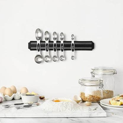 Magnetic Stainless Steel Measuring Spoons Set Dual Sided with Leveler