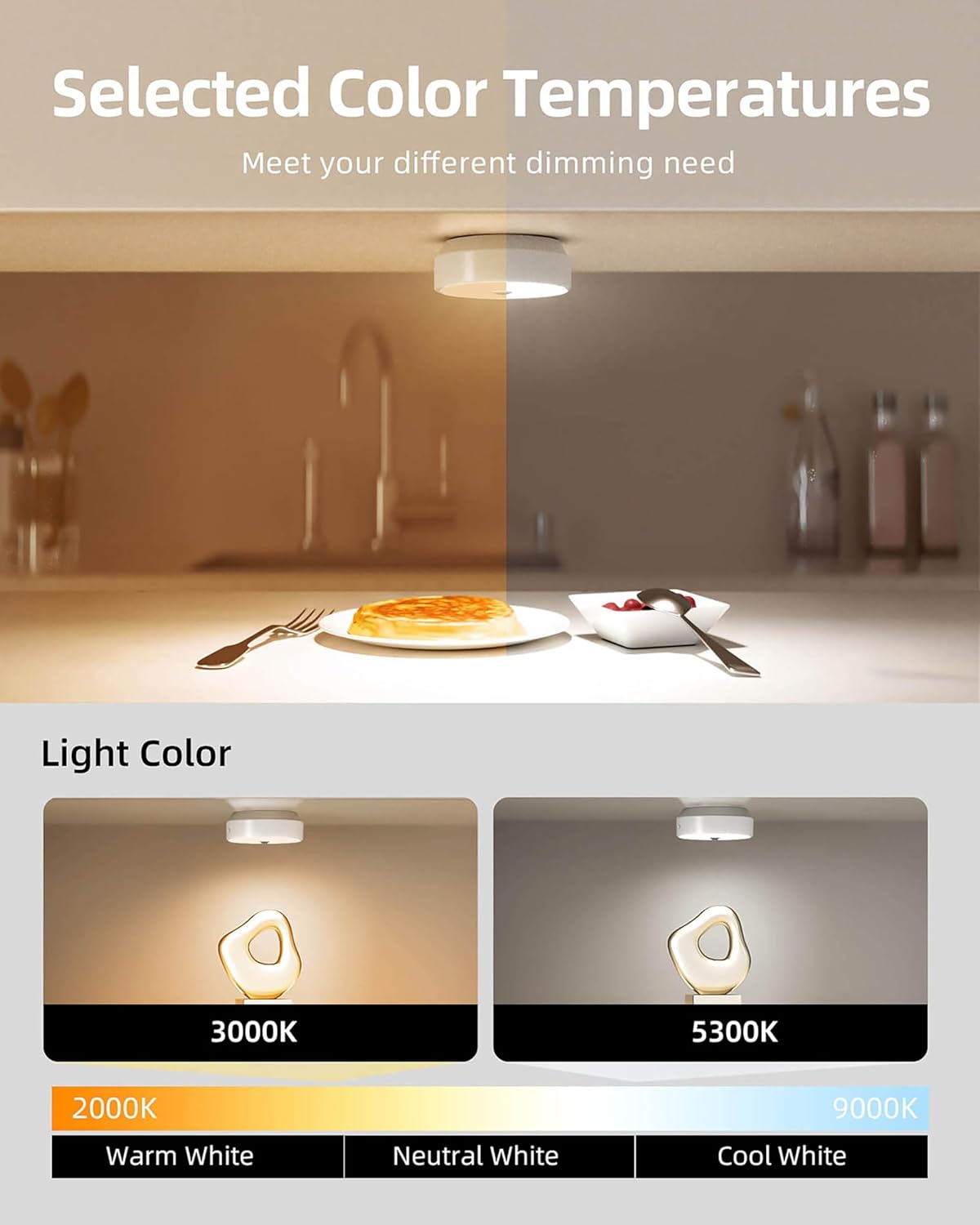 Rechargeable Puck Lights with Remote 6 Pack Wireless Cabinet Lighting