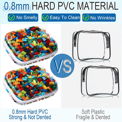 6 Pack Clear Hard Zipper Storage Cases Transparent Organizer Pouches